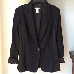 NEW Cache Black Satin and Textured Blazer